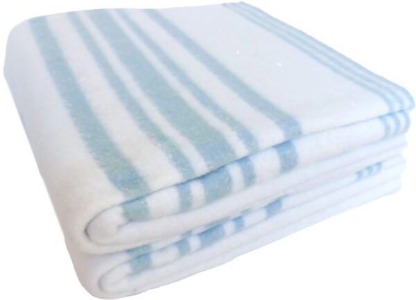 Manta de Yoga 100% Algodón para Meditación (Blanca con Líneas Azules) - Imagen 4