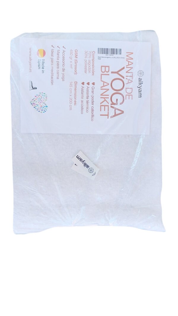 Manta de Yoga 100% Algodón para Meditación (Blanca) - Imagen 3