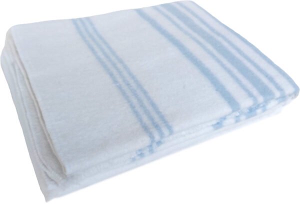 Manta de Yoga 100% Algodón para Meditación (Blanca con Líneas Azules) - Imagen 3